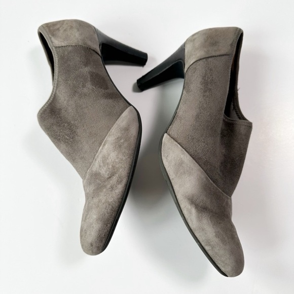 ECCO Woman Gray Suede Ankle Heel Boots EU39 Classic Contemporary - Picture 4 of 10